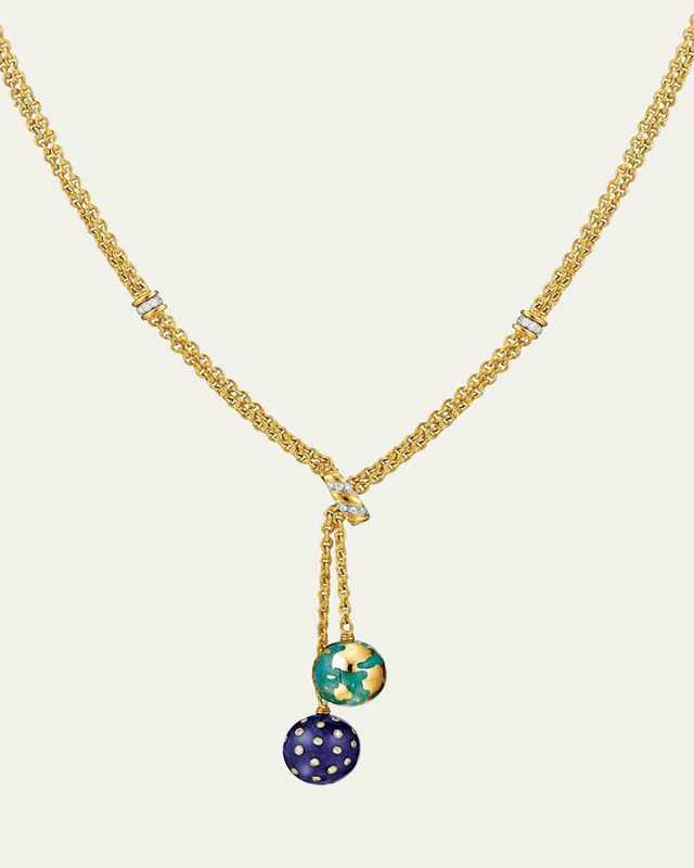 18K Yellow Gold Night and Day Lariat Necklace with Diamonds